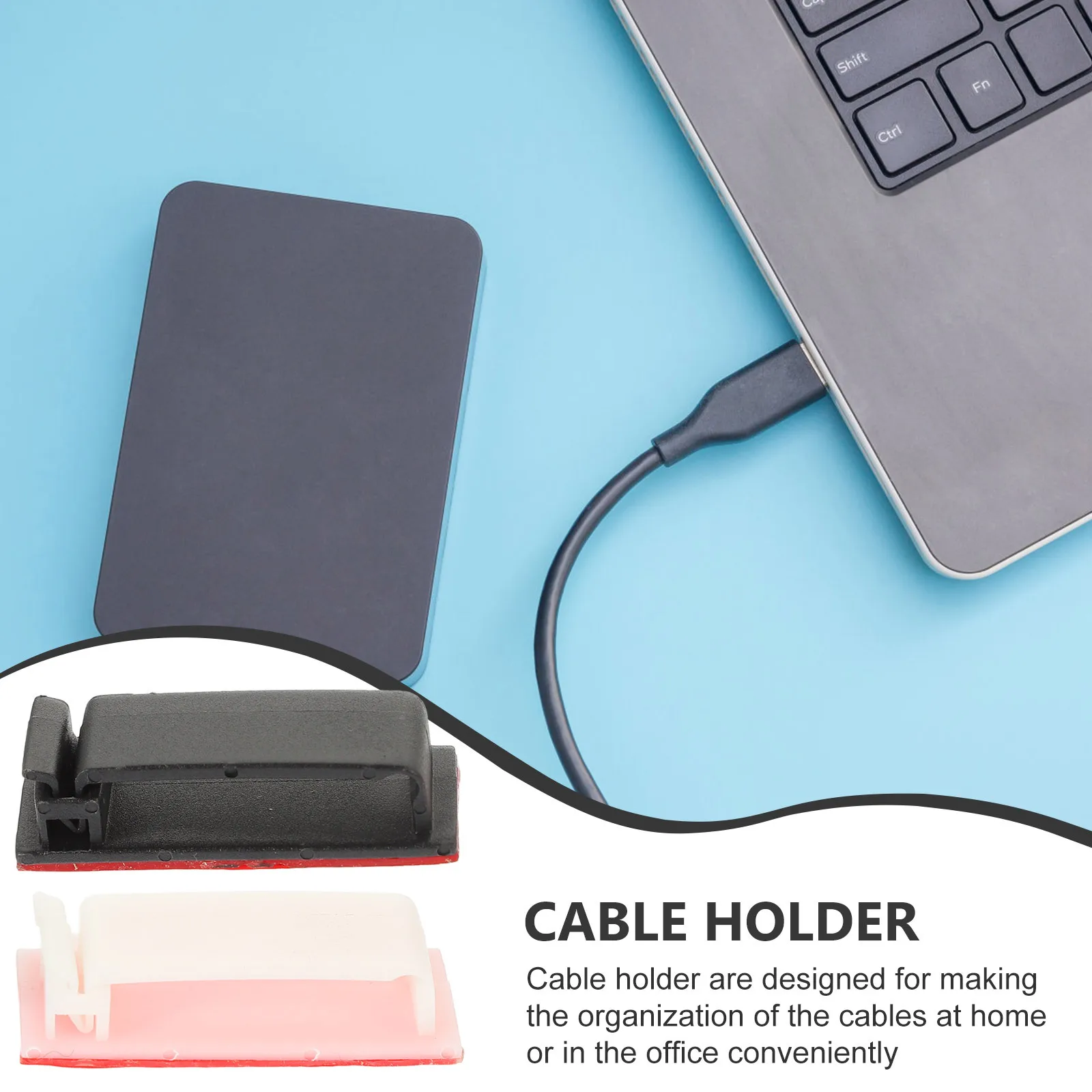 

20Pcs Cable Management Clips Plastic Self Adhesive Wire Organizer Clips for Under Desk Cord Management No Drill Required Tangle