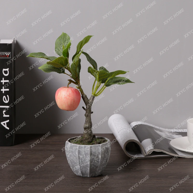 Fake Tree Decorative Red  Indoor Living Room Simulation Plastic Bonsai Plant Decoration Desk Plant Bonsai