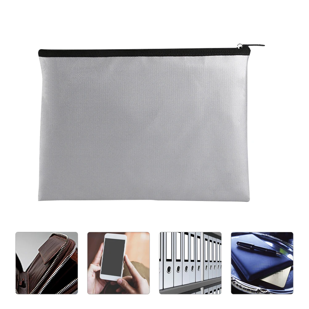 

1pc Fire Resistant Document Bag Waterproof File Folder Storage Guard Office Supplies Portable Zipper Design Heat Resistant