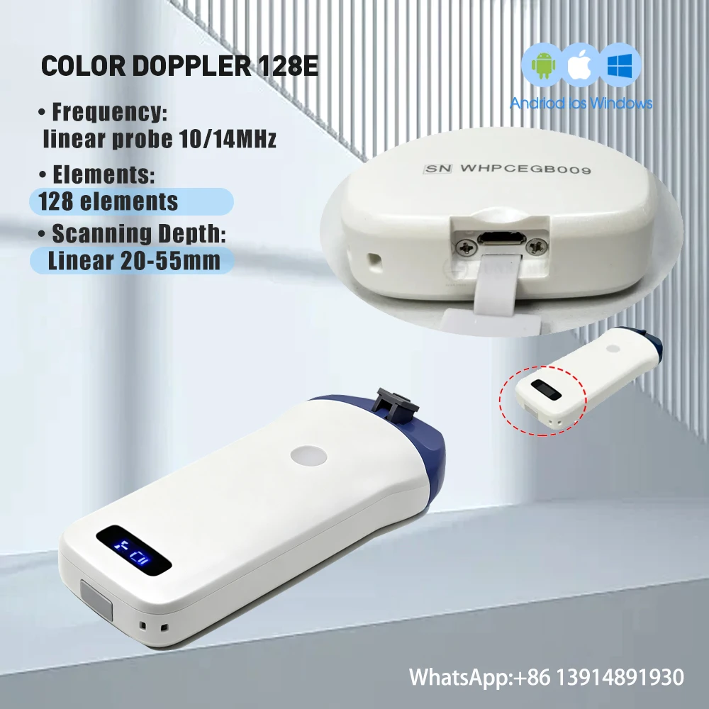 Built-in Rechargeable Battery Linear Ultrasound Scanner, WIFI Wireless 32 Channel Probe for MSK Vascular Screening