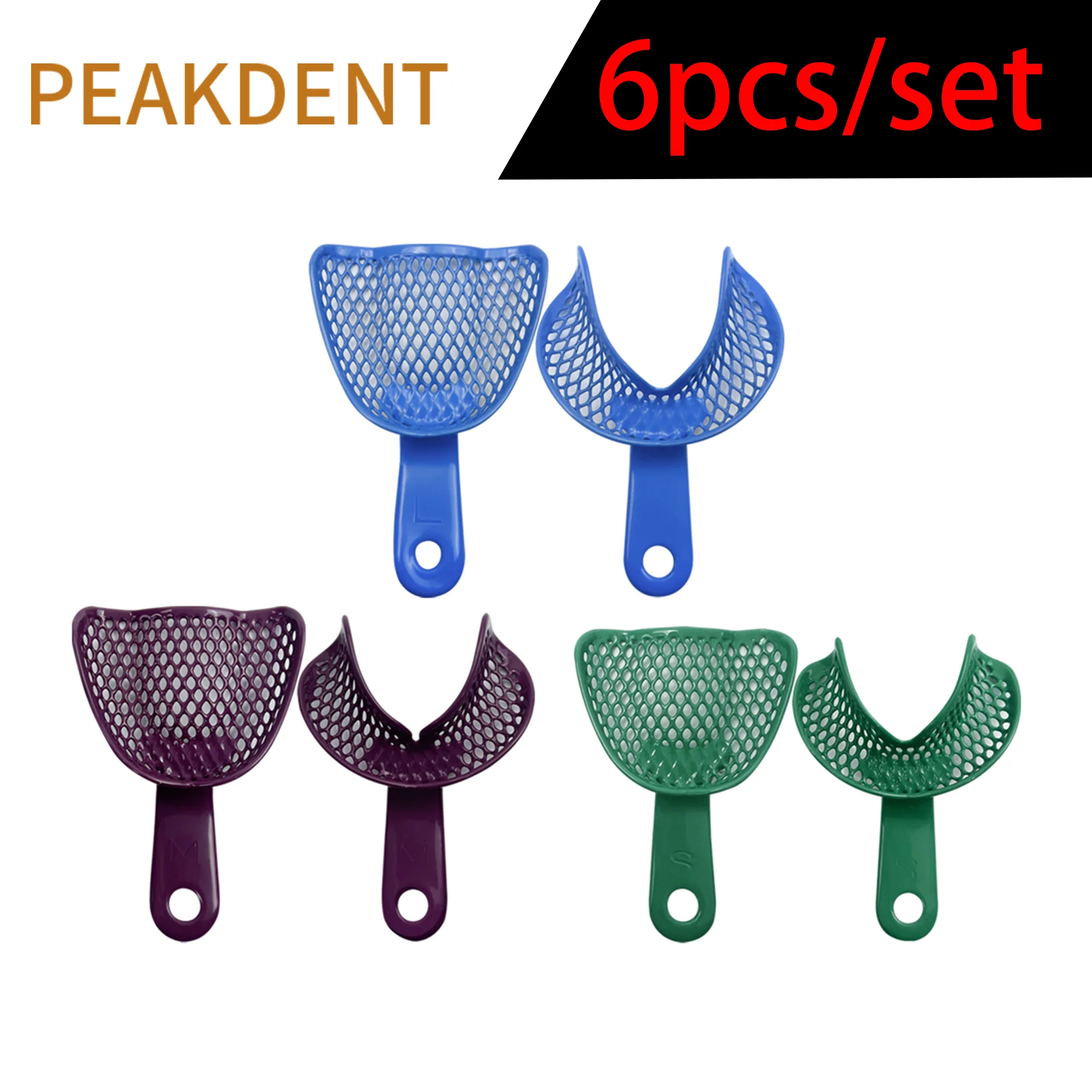 2pcs Dental Impression Trays Edentulous Jaw Impression Tray Plastic-Steel Teeth Holder Dentist Oral Material Tool