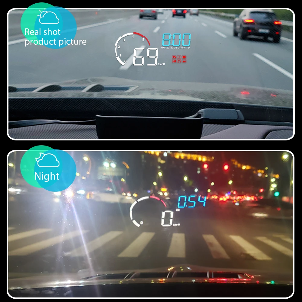 Auto M10 Hud Display OBD2 HUD Head Up Display Km/H Tachometer Windschutzscheibe Projektion Übergeschwindigkeitswarnung Digital On Board Computer – Bild 5