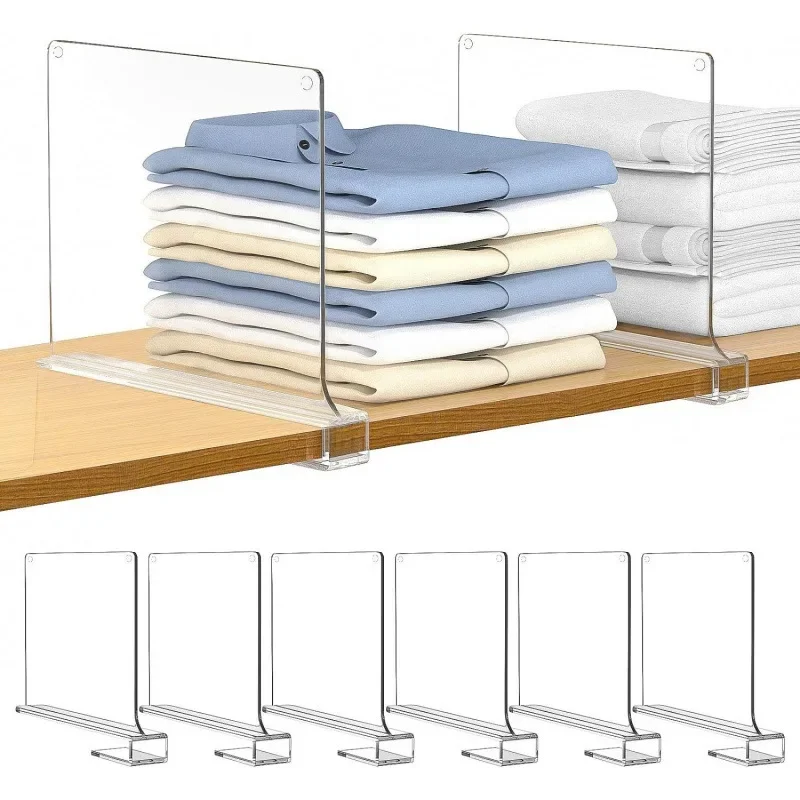 1/2/4pcs Transparent Closet Shelf for Wardrobe Organizer Cloth Divider Cupboard Bookcase Divider Baffle