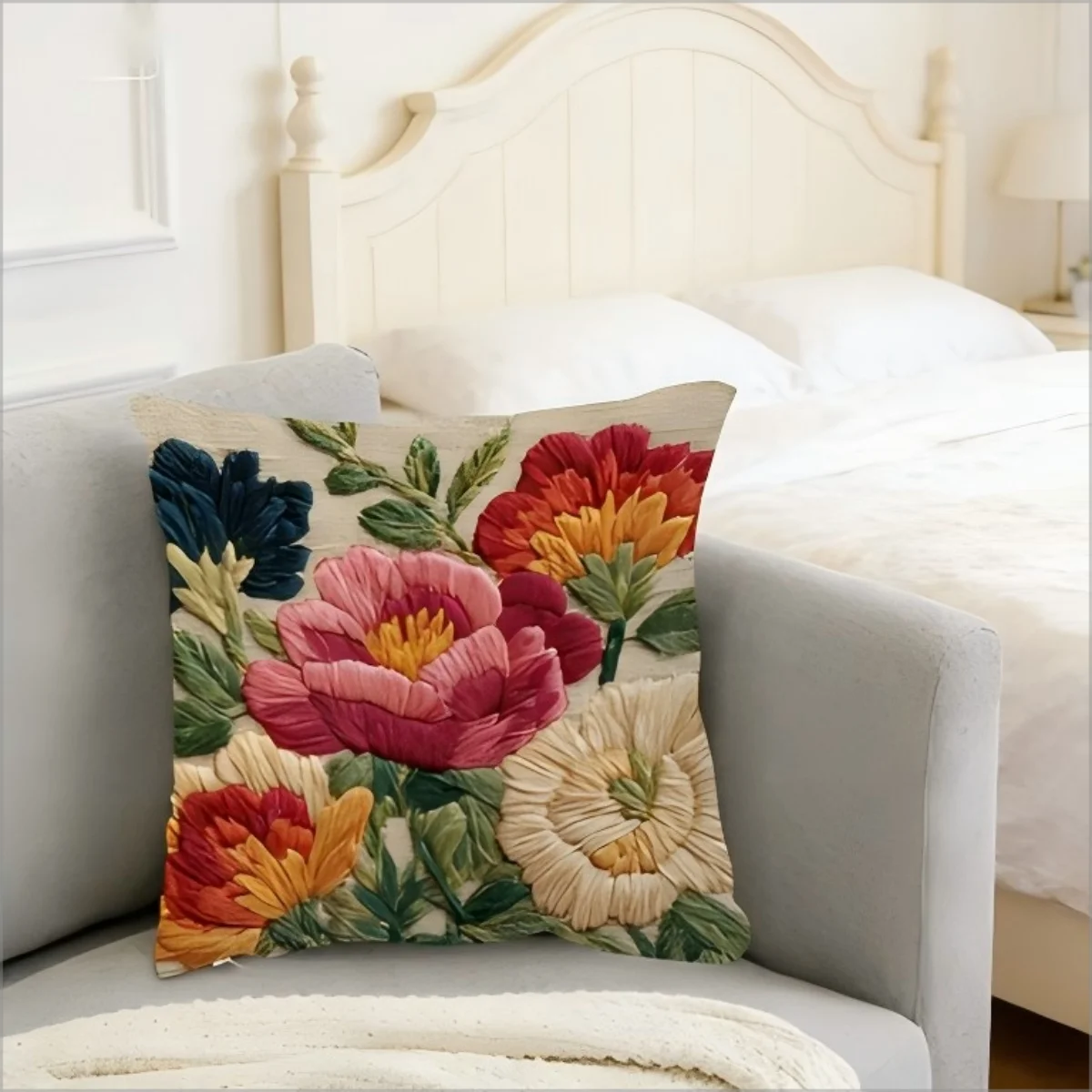 Housse de coussin double face vintage à motif floral pivoine, imprimé bohème, douce, pour décoration intérieure ou cadeau