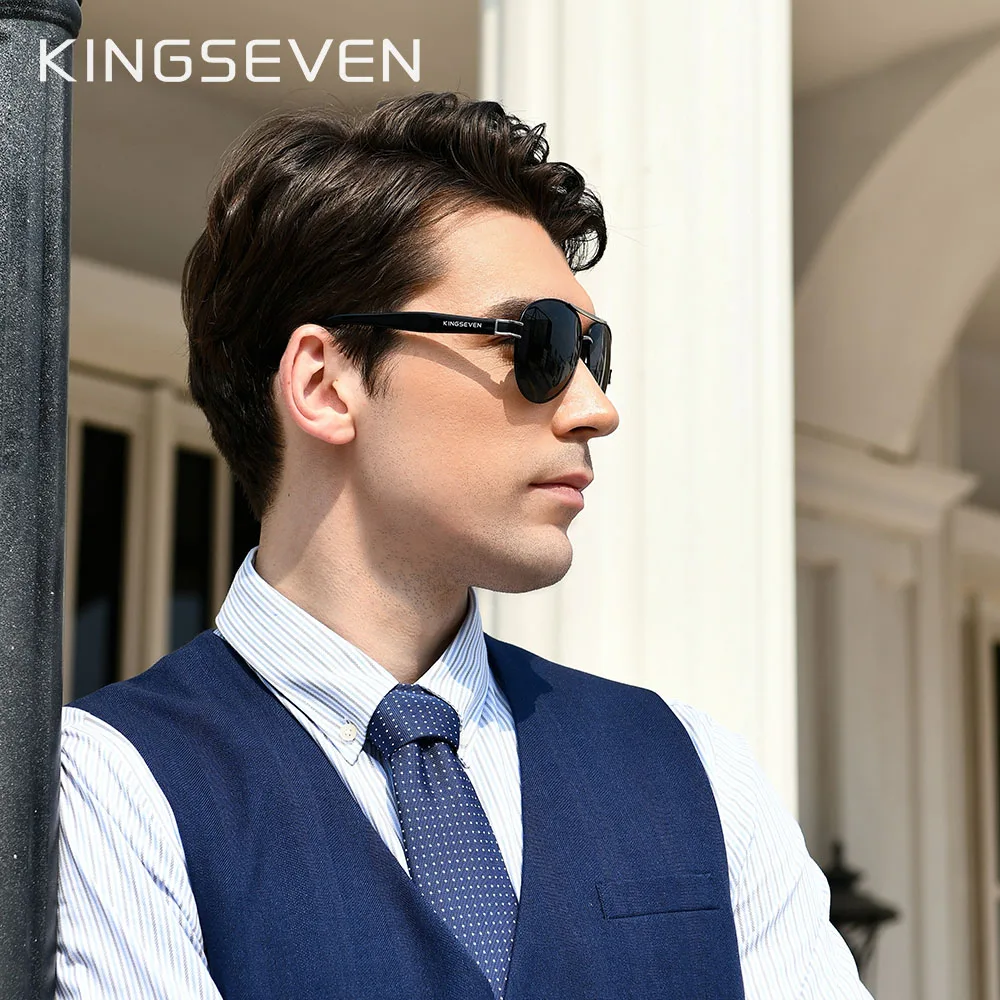 KINGSEVEN 2024 Alloy Acetate Pilot Sunglasses Men Polarized Gradient Sun Protection Glasses Women Wire-Core Temples Eyewear