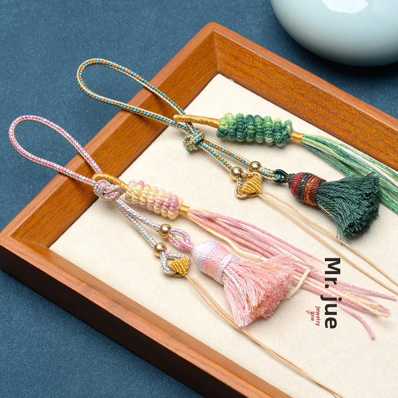 Retro Chinese Style Lucky Handmade Braided Cotton Tassel Pendant Good Blessing Amulet For Car Bag Hanging Decor 6 Color Optional