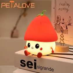 Strawberry Silicone Tap Light Cute Cartoon Lamp Playful Funny Toy Safe Soft Light Pat Control Amazing Gift For Friend Children