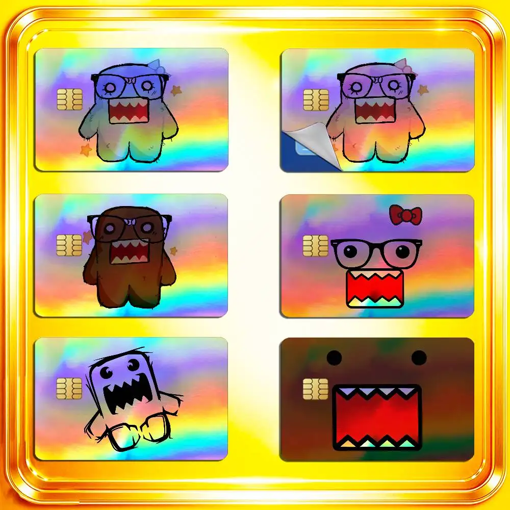 For Cartoon DOMO KUN Credit Bank Sticker ID Access Card Cover Skin Rainbow Color Laser Stickers Film