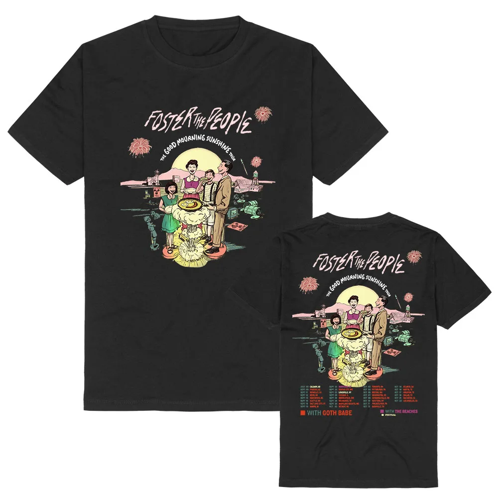 Good Mourning Sunshine Tour T-shirt Band Foster The People Tees Short Sleeve Cotton Summer Tshirts Graphic Print Merch Clothing