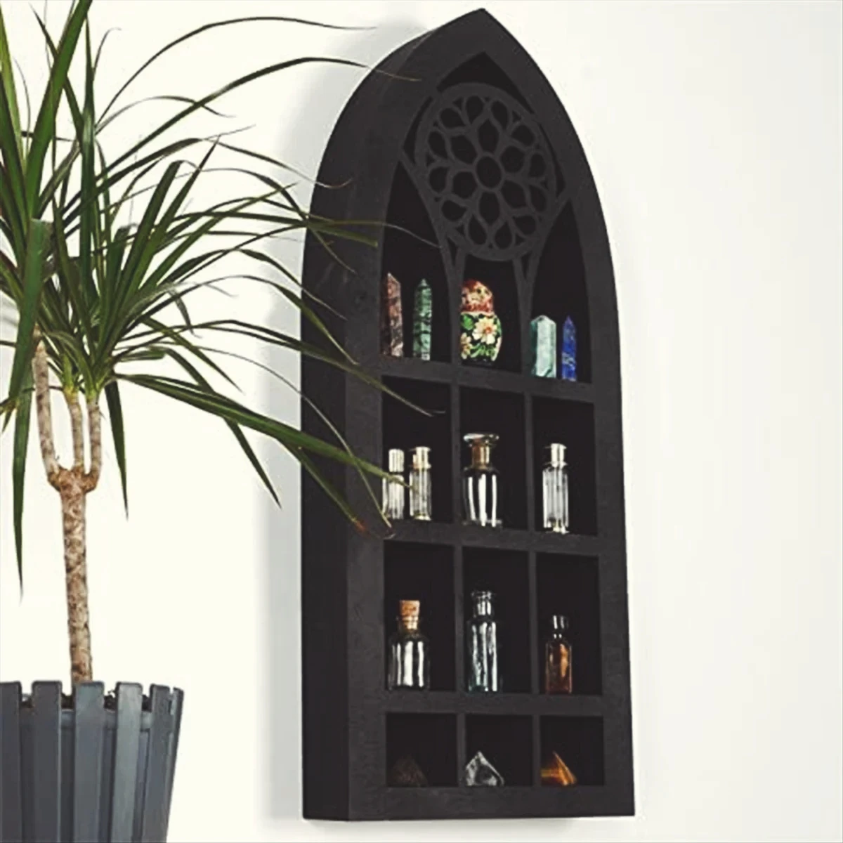 Wall Mounted Floating Shelves Old Church Window Crystal Wall Shelf Wall Hanging Gothic Boho Black