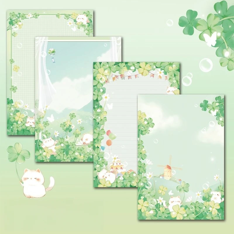 30 Sheets Per Book B5 Clover Notepad Cute Cat Aesthetic Non-Sticky Writing Pad Journal Scrapbook Paper Random Pattern 6.7x9.8in