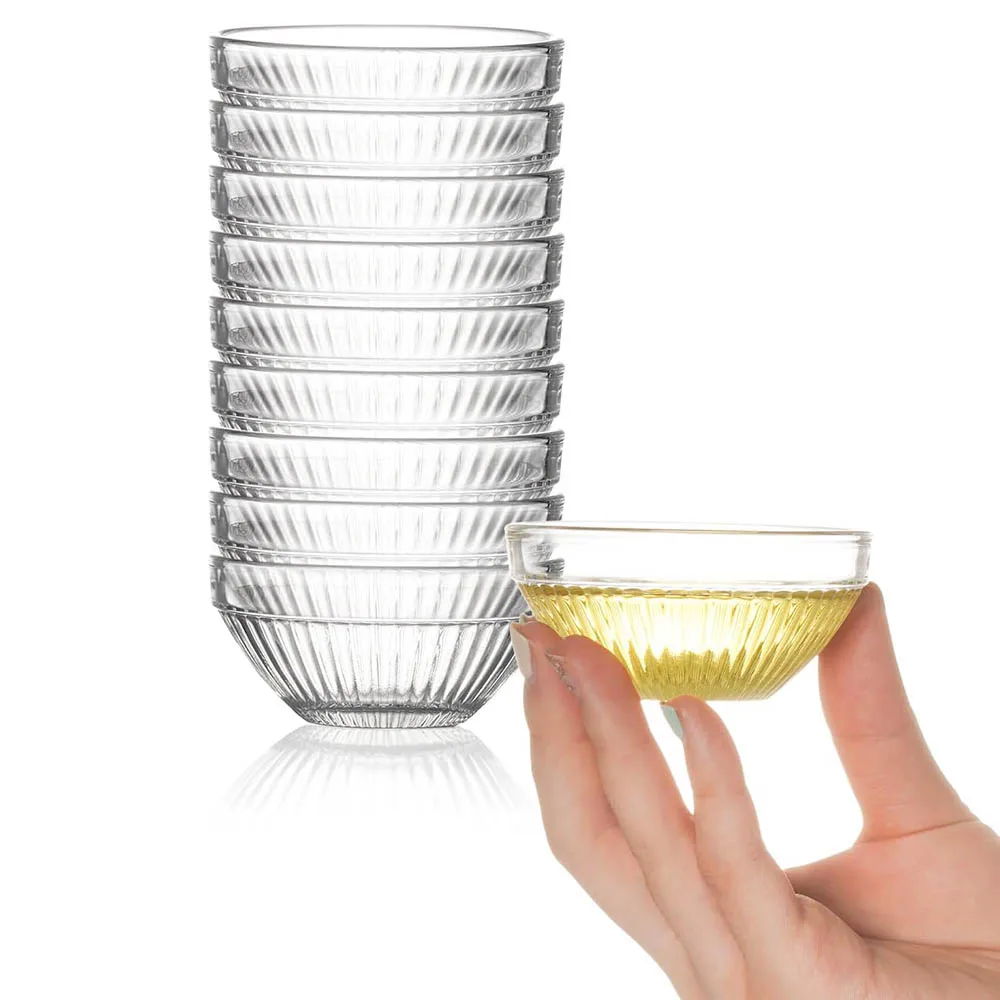 Glass Pinch Bowls, 3in Small Prep Bowl, 2.5oz Mini Glass Bowls, Ingredient Bowls for Spices Sauce, Stackable Dipping Bowl