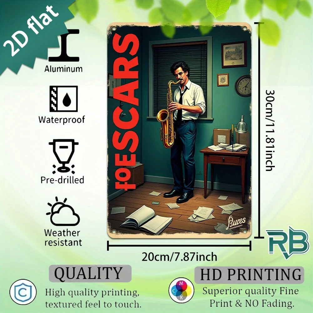 New Trendy HD Metal Wall Art - Vintage Retro 2D Flat Design Jazz Music Poster Featuring 