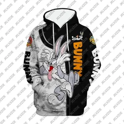 Miniso American Classic Anime Bugs Bunny Hoodie Men And Women Autumn/Winter Retro Street Long Sleeve Sports And Leisure Hoodie