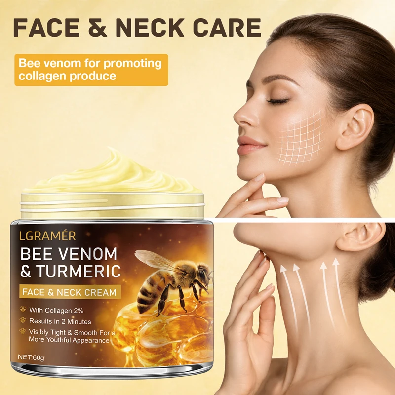 Bee Venom Facial Neck Lifting Cream Firms and Lifts Loose Skin, Smoothes Skin | Alcohol-Free, Containing Hyaluronic Acid,30g/60g