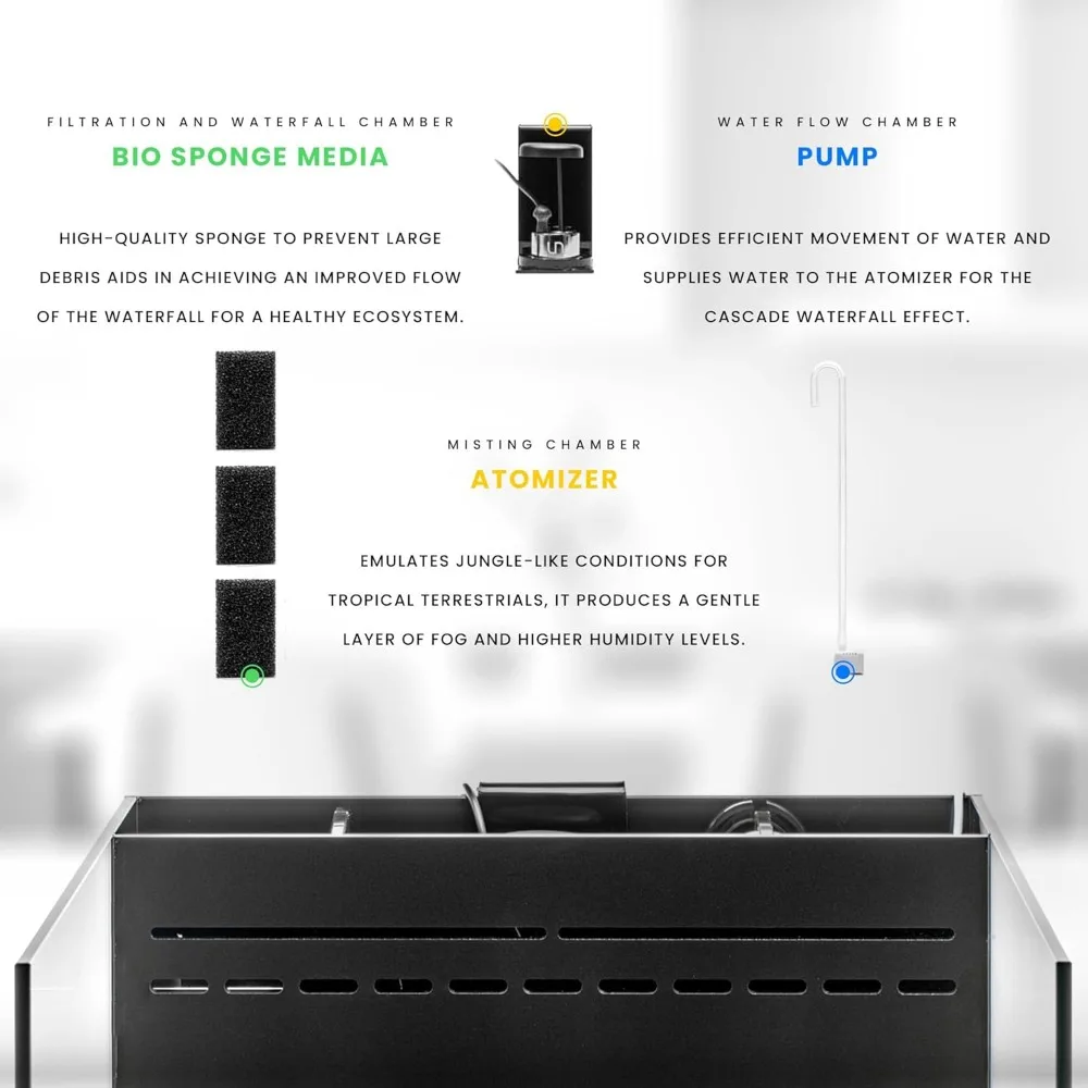 Fish Tanks Integrated Aquarium with Waterfall, Spray, Water Pump, Modern Fish Tank, and Aquatic Plant Filter Aquariums