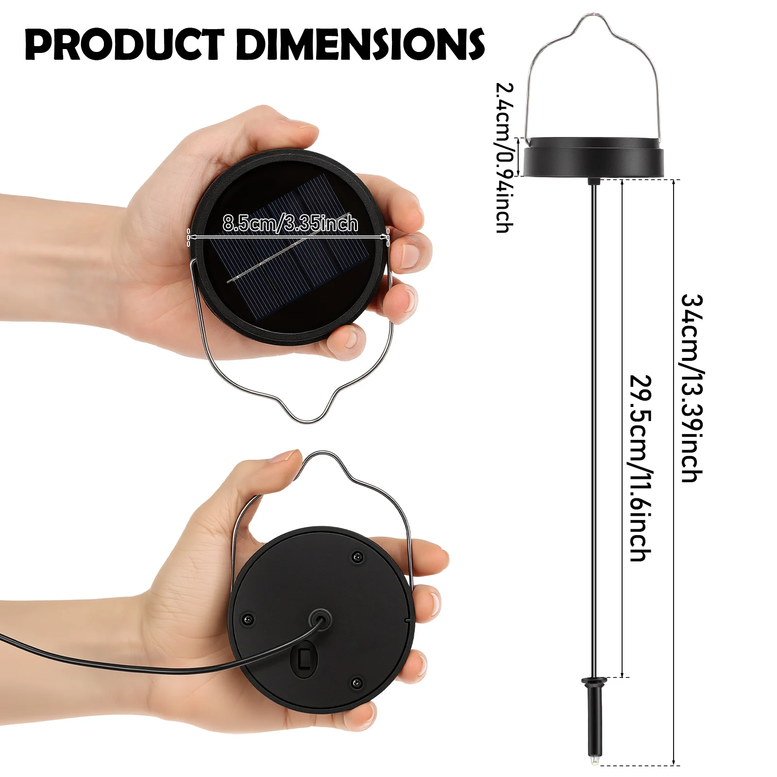 2PCS Solar Lights Replacement Top for Hanging Lanterns Waterproof Solar Panels with Warm LED Light Bulb For Garden Lamp Lantern