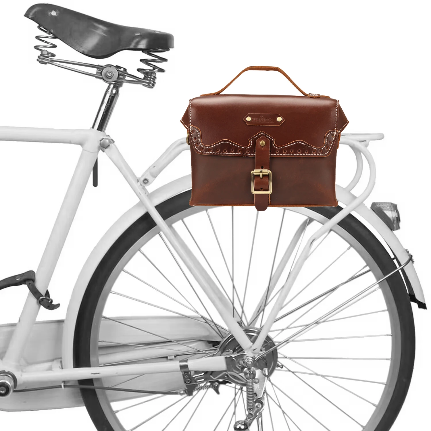 Tourbon Leather Bicycle Top Tube Bag Waterproof Bike Frame Bag Cycling Pannier Multi-function Brown Bike Accessories