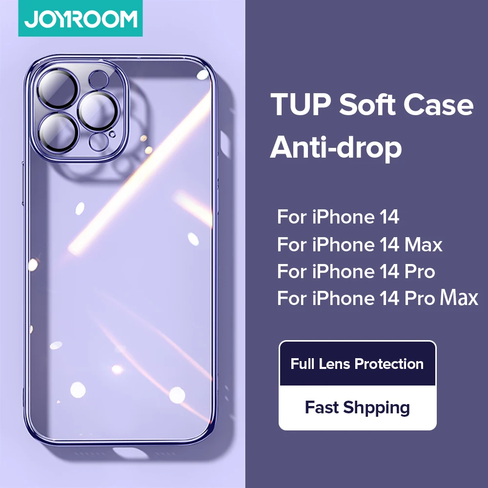 Joyroom Funda de Teléfono Chapada para Móvil iPhone, Carcasa Transparente, Cubierta Protectora a Prueba de Golpes, Protección para Lente Completa, Accesorio de TPU y PC, Compatible con Modelos 14, 13, 12, Pro, Max