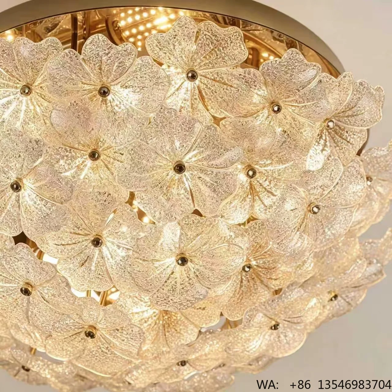 Fancy Metal Chandelier Ceiling Light LED AC Flush Mount Flower Lamp Luxury Home Decor for Living Room & Bedroom