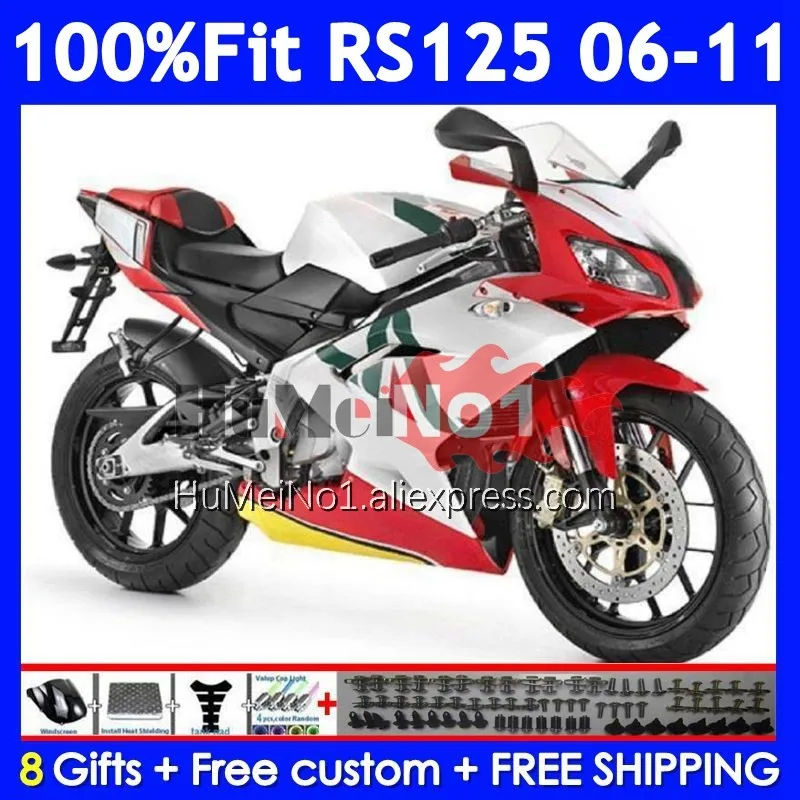 Injection For Aprilia RS-125 RSV125 R RS125 06 07 Red white 08 09 10 11 312No.59 RS 125 2006 2007 2008 2009 2010 2011 Fairing