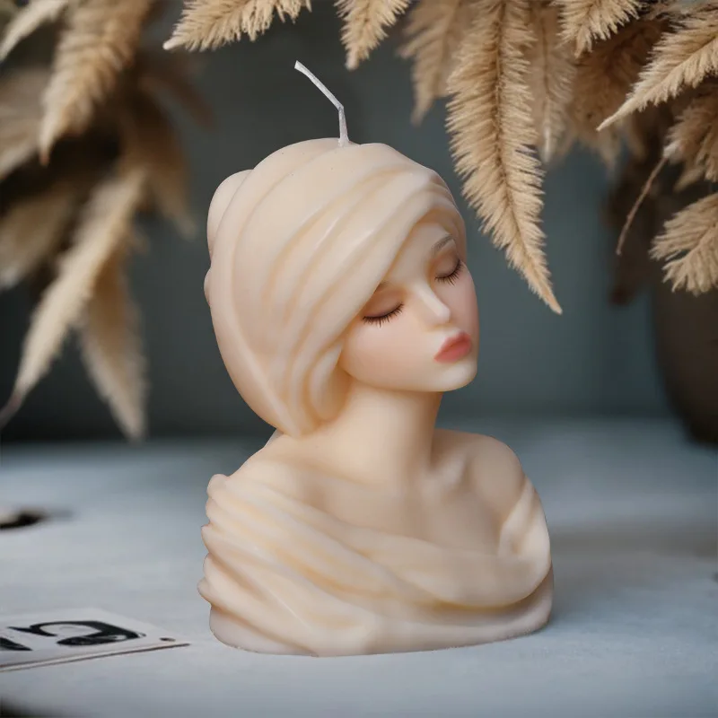 DIY Sweet Girls Portrait Candle Silicone Mold Handicraft 3D Ladies Bust Aromatherapy Candle Plaster Resin Mould Home Decor Gifts