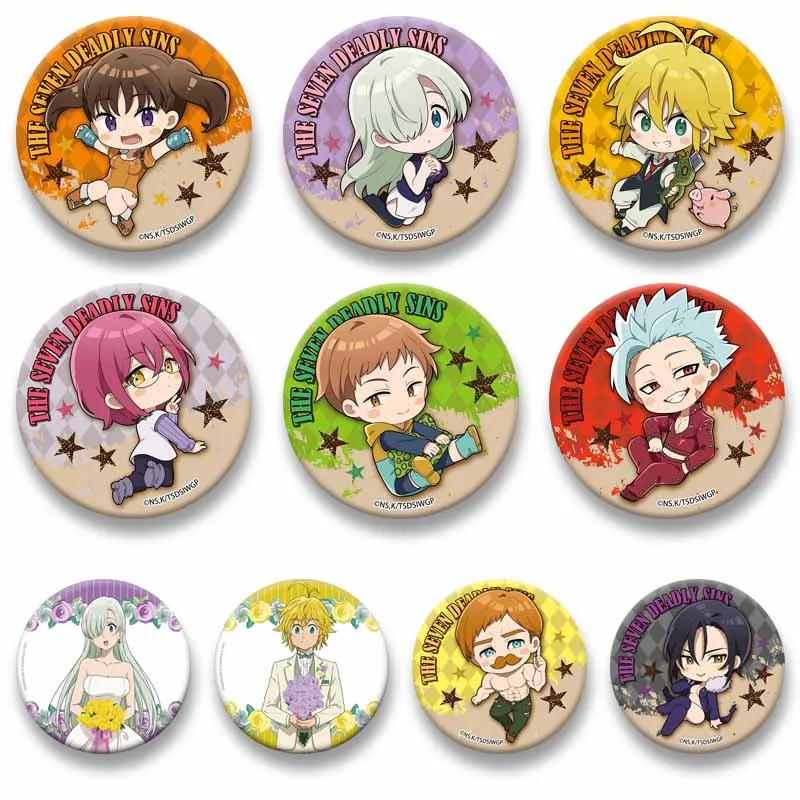 Classic Anime The Seven Deadly Sins Brooch Cartoon Role Playing Badges Lapel Pins Clothes Bag Decoration Jewelry Collection Gift
