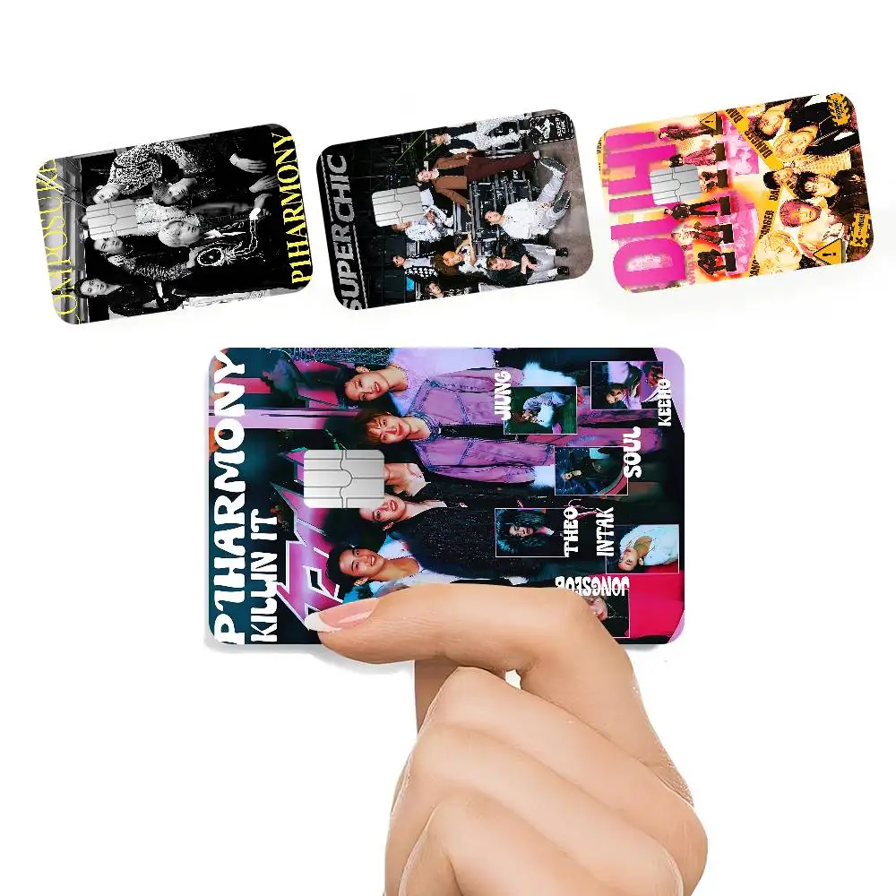 Custom P1Harmony KPOP Classic Vintage Anmie Sticker Film Skin Cover For Credit Card Debit Bank Card Front