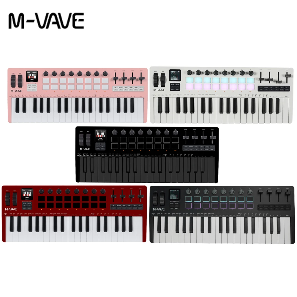 

M-VAVE SMK-37 PRO 37 Key MIDI Pads Sound Source Color Supports Wireless Keyboard 16 Drum Connection To Multiple Systems Keyboard