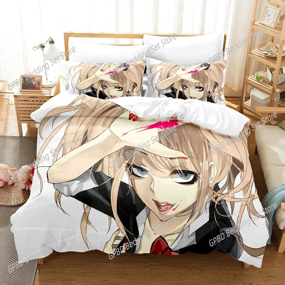 ثلاثية الأبعاد طباعة أنيمي Danganronpa ثلاثية الأبعاد غطاء لحاف طقم سرير المعزي الكتان سادات ديكور المنزل واحد مزدوج التوأم الملك الملكة