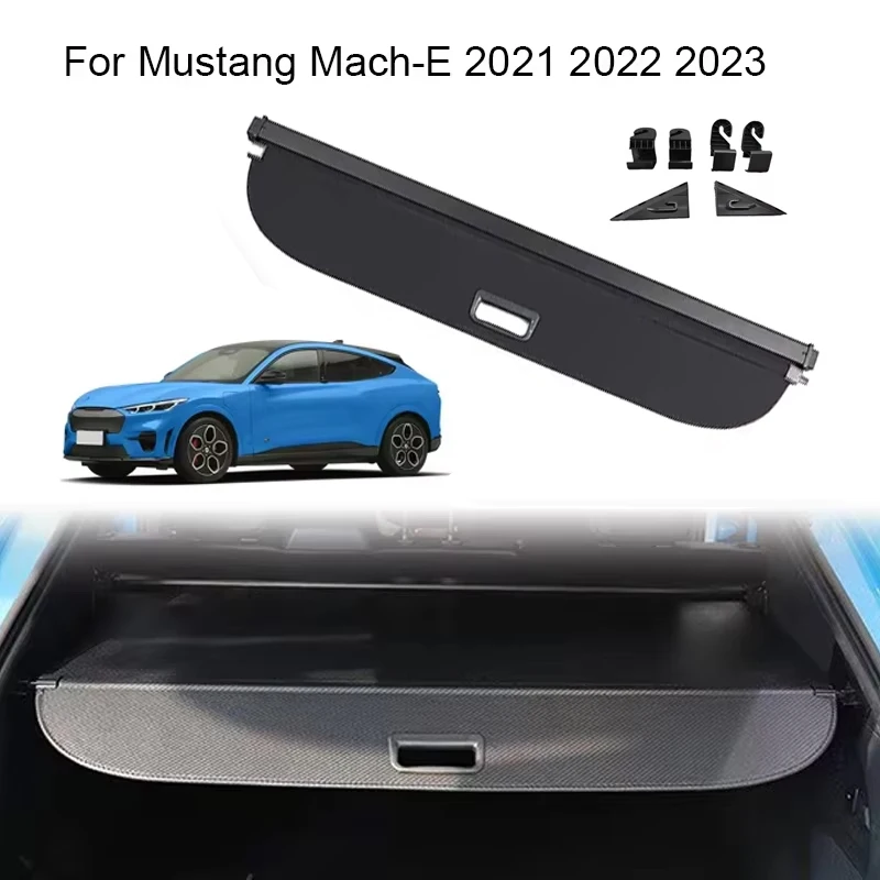 Auto Trunk Curtain Organizer Cover For Ford Mustang Mach-E 2021 2022 2023 Rear Rack Partition Shelter Shield Shade Luggage