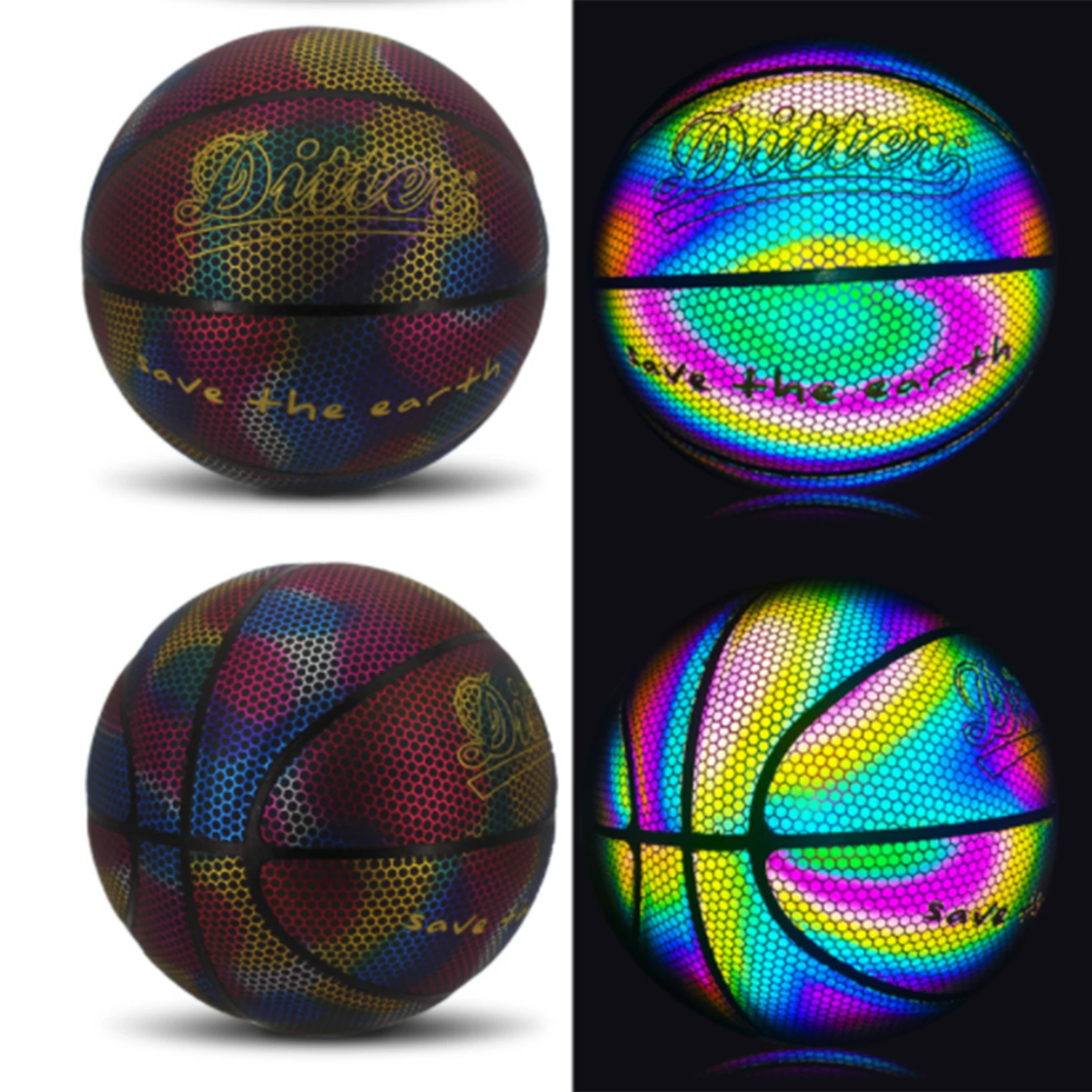 Luminous Glowing Leather Basketball Camera Flash Soccer Ball Official Size for Adult or Kids Basketball Gifts