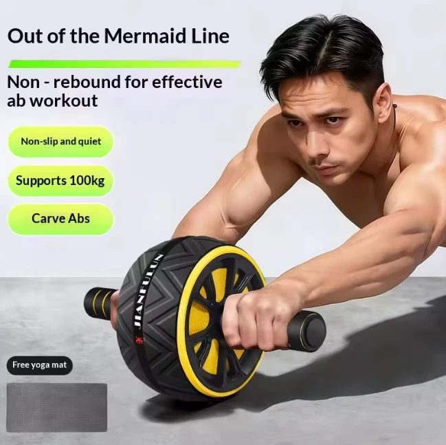 Rolo Abdominal Silencioso de Rodas Duplas para Treino de Core, Equipamento de Fitness Adequado para Treino Diário e Uso em Casa/Academia