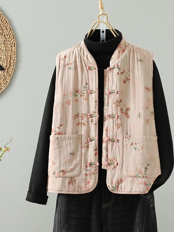 سترة نسائية من القطن والكتان سترة دافئة فضفاضة تناسب Faionable الصينية التقليدية Sle زر حتى ملابس خارجية لشتاء 2025 #3
