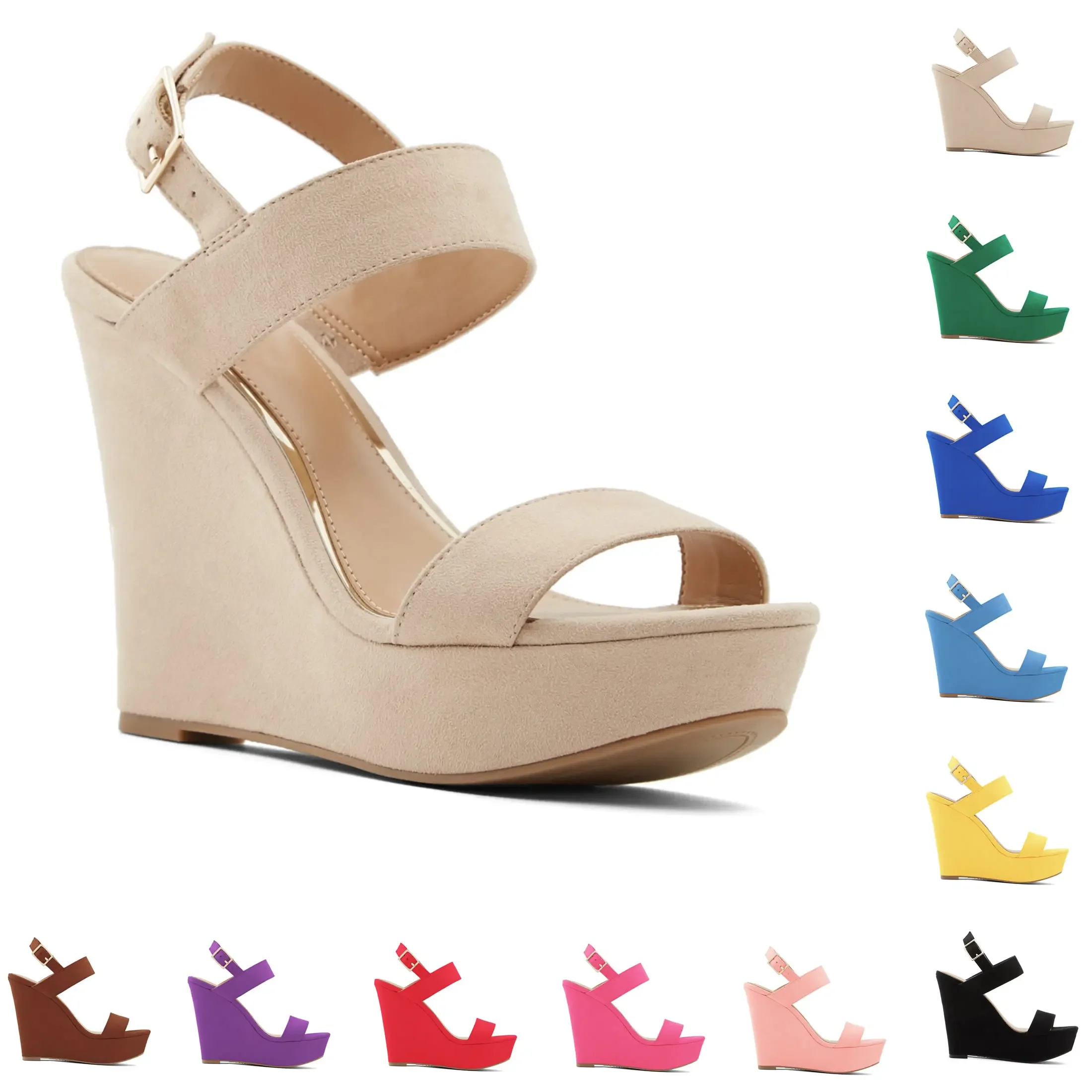 LOSLANDIFEN Open Toe Ankle Strap Platform Wedge Women Sandals Super High Cover Heel Gladiator Ladies Shoes Buckle Summer