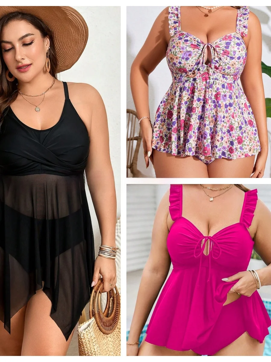 

plus Size Sports Casual Sle Women's Swimsuit e Bikini V Ne Svel Thermal Use Fem Swimwear Big Size MM