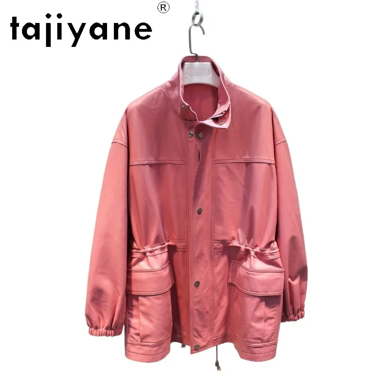TAJIYANE Sheepskin Genuine Leather Jacket Women Oversized Leather Coat Cargo Jackets Casual Outerwear Spring Autumn Jaqueta 2026