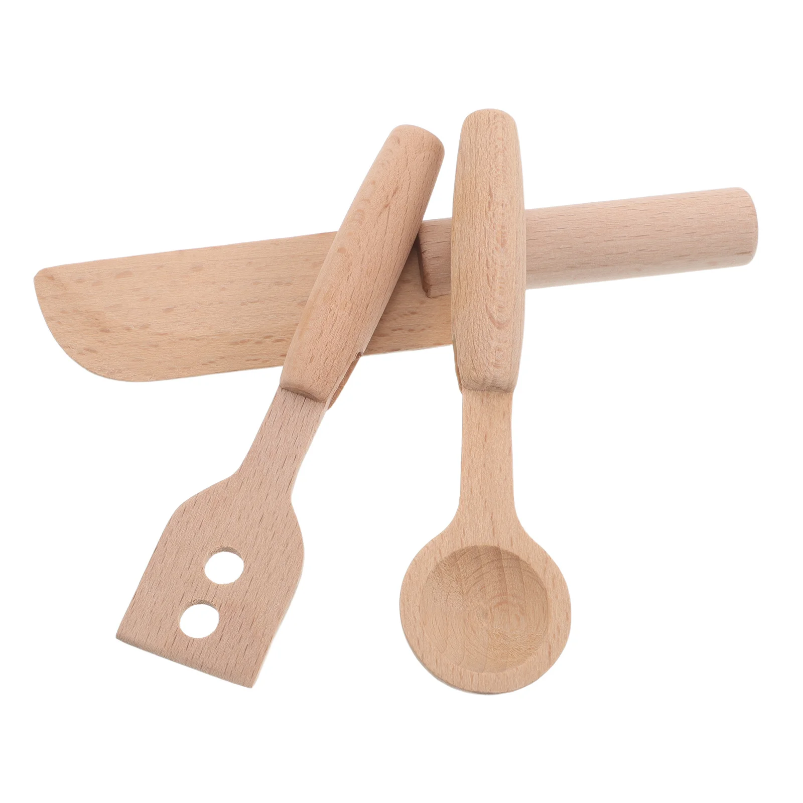 3pcs Realistic Kitchen Playset For Toddlers Simulated Wooden Cooking Safe Edges Durable Utensils Vegetable Cutter Pretend Play