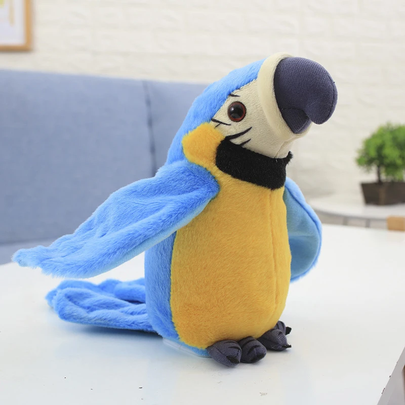 Talking Macaw Parrot Repeat What You Say Stuffed Animal Plush Toy Electronic Record Animated Bird Speaking Parrot Pet Plush Toys