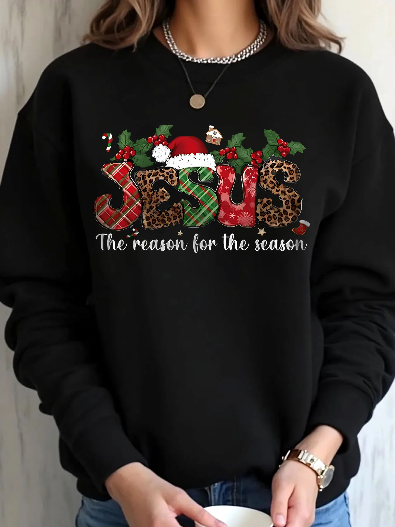 

Женская толстовка большого размера с рождественским принтом Мими Клауса, уличная одежда