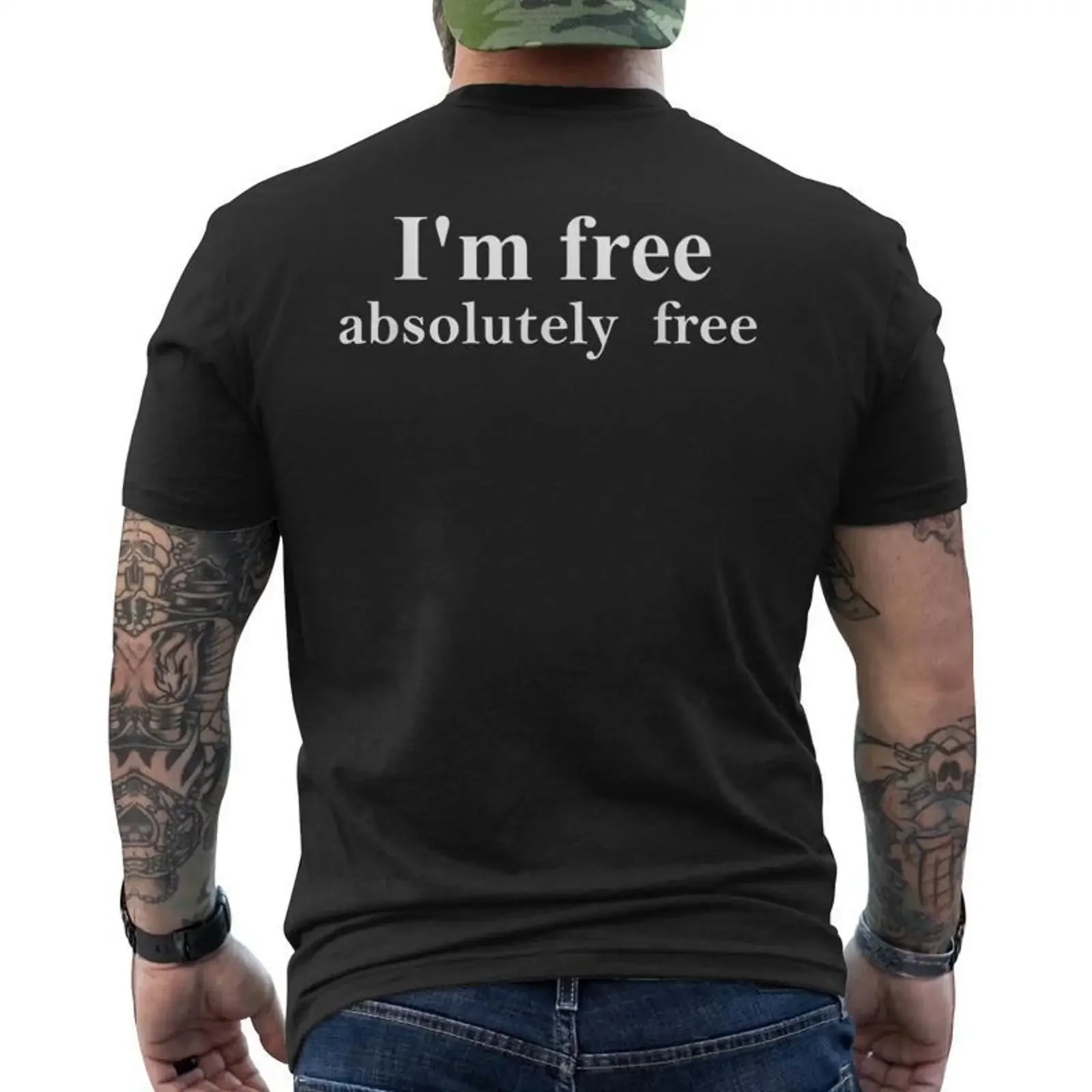 Jeuis Libre Absolument Liberté T shirt imprimé au dos Cadeauxyz vintage Washed streetwear Top For Everyday Wear