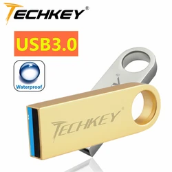 TECHKEY-unidad flash usb 3,0, memoria de 64GB, 3,0 GB, 128GB, 3,0 GB, 32GB, 3,0 teclas, 16GB, resistente al agua, regalo 3,0