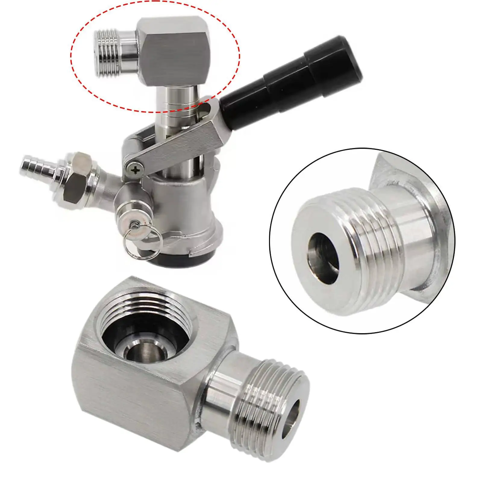 5 8 BSP Keg Coupler Elbow Fitting Stainless Steel Space Saving Connector for Homebrew Beer Hose Management