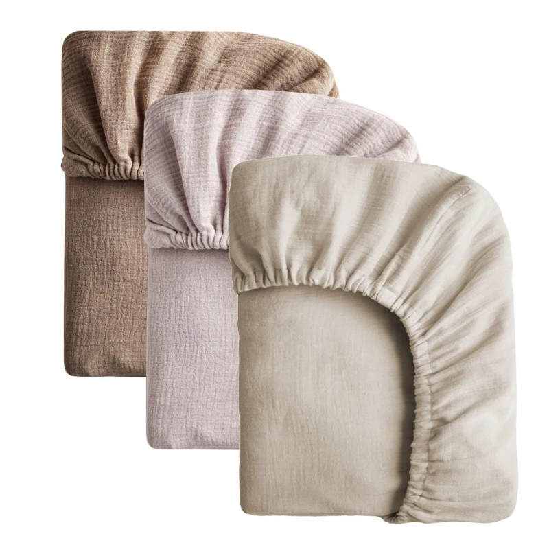 

Set of 2/3 Baby Fitted Sheet Comfortable Bassinet Protective Cover Sleeve Nursery Essential for Standard Crib Mattress