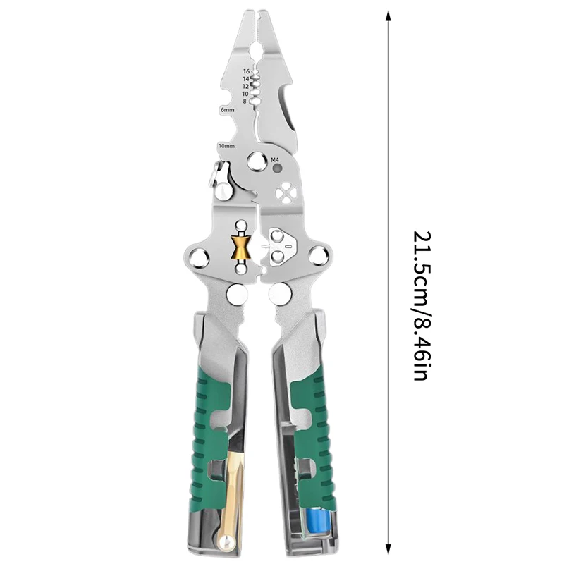 Spellafili 8 in 1 con tester di tensione, pinze multifunzionali, pinze elettriche spelafili pieghevoli per il taglio