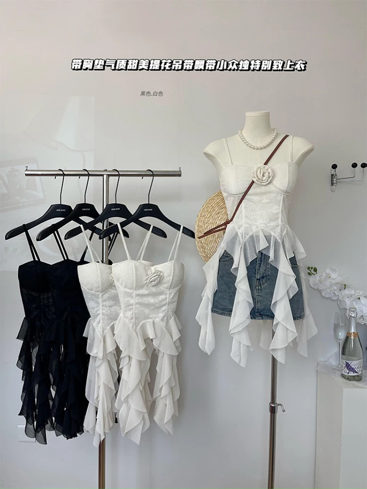 Letnie damskie styl Mori Girl Camisole French Vintage Party Gyaru 2000s estetyczny przypływ top bez rękawów 2000s estetyczny projekt kokietki