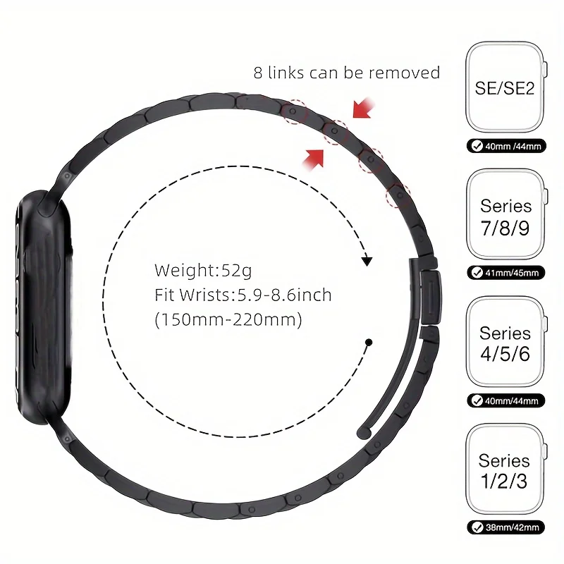 Stainless Steel Strap for Apple Watch, 44/45/46mm, 40mm, 42-38-41mm, Ultra Slim Metal Bracelet 2 49mm, iWatch Series 10 8 7 6 SE