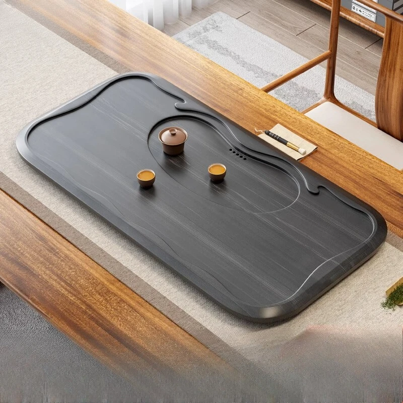 

Valet Serving Tea Tray Drainage Luxury Ceremony Kitchen Cafeteria Black Tea Tray Ceramic Tableware Bandeja Madera Home Products