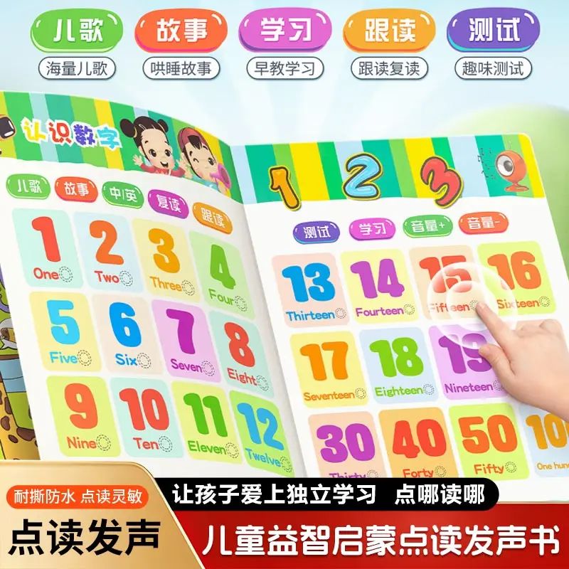 Baby Early Education Sound Book, Finger Point Reading Talking Book for Learning Speech, Children Interactive Educational Learnin
