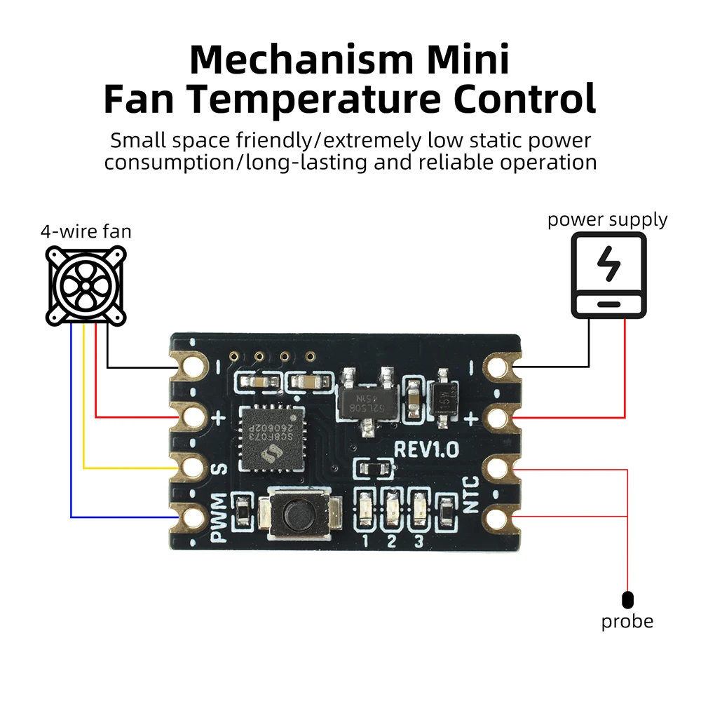 Mini 4-Wire PWM Fan Temperature Controller 5-15V Mini Fan Module 343 Combos for PC CPU Cooler Heatsink for Router CPU Heatsinks